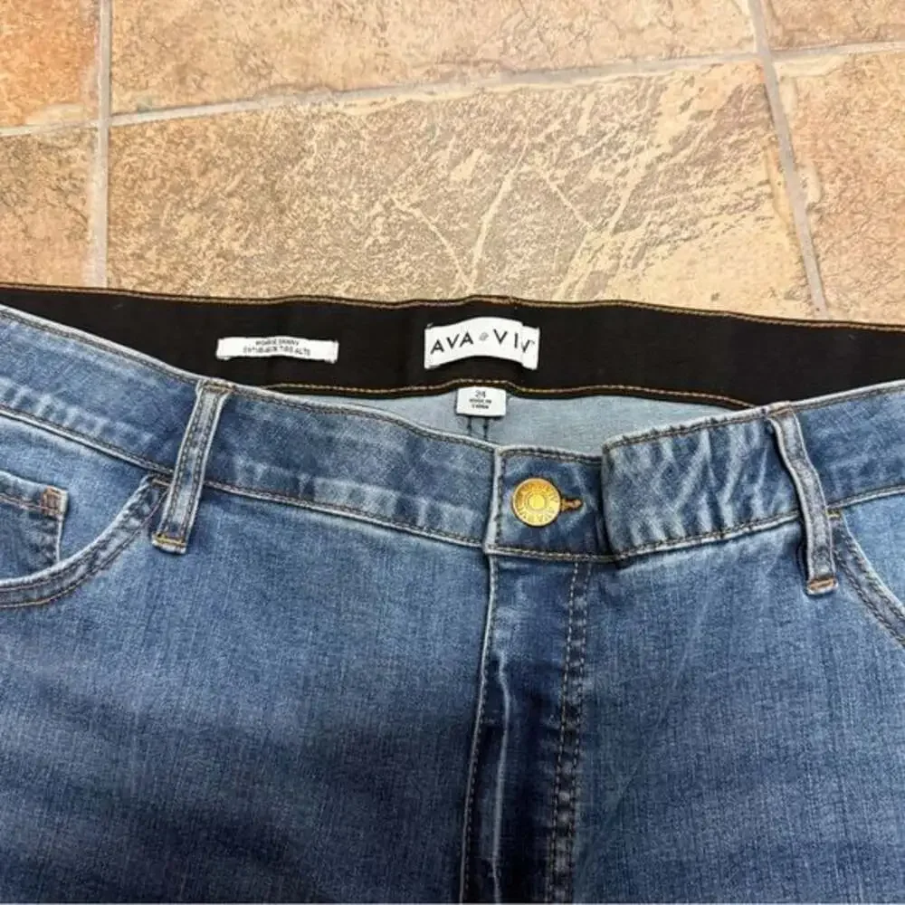 Ava & Viv Blue Skinny Jeans Womens Size 24 Medium Wash Denim Slim Fit‎ 5-Pocket